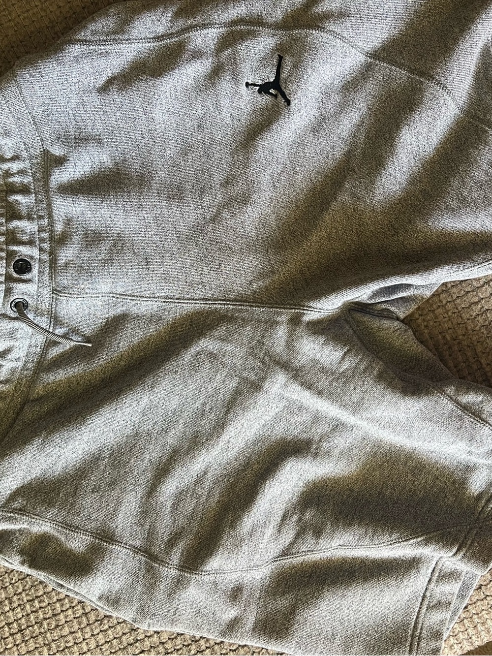 Jordan Men’s Heather Gray Athletic Fleece Shorts with Black Jumpman